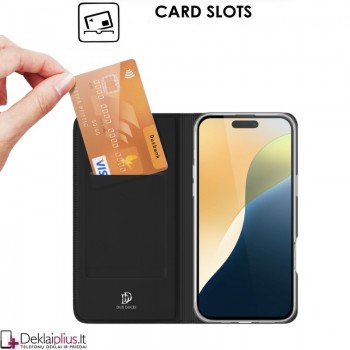 Dux Ducis Skin Pro dirbtinės odos dėklas - juodas (Apple Iphone 16) Dux Ducis Skin Pro dirbtinės odos dėklas - juodas (Apple Iphone 16)